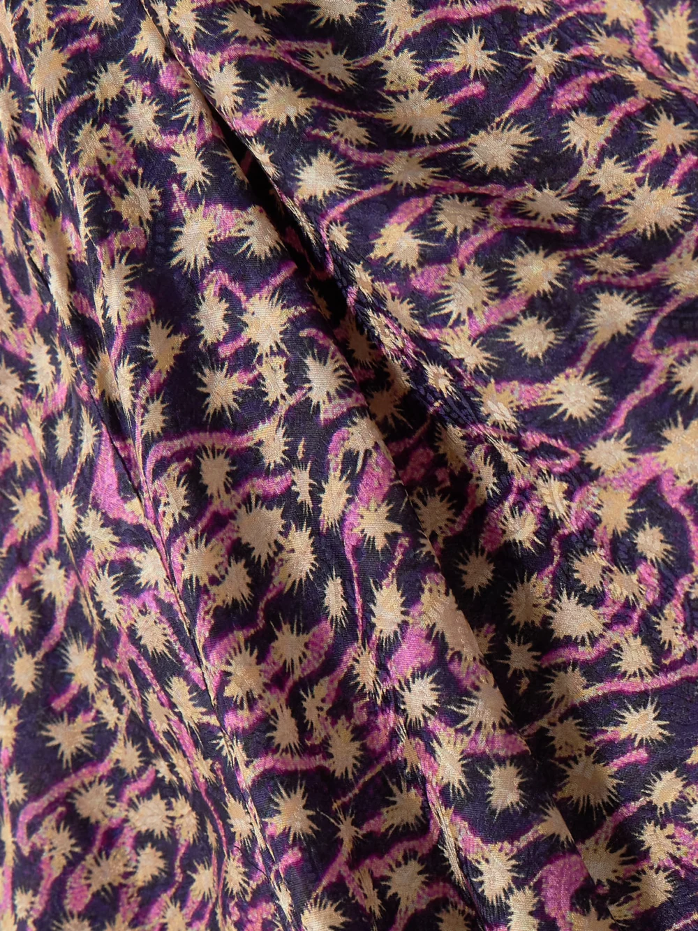 Close-up detail of the Isabel Marant Ulani Asymmetric Gathered Crepe Midi Dress