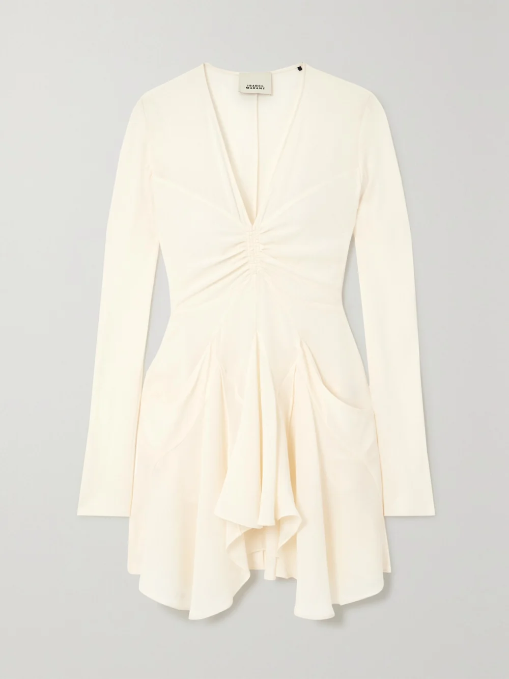 Isabel Marant Usmara Gathered Crepe Mini Dress in off-white