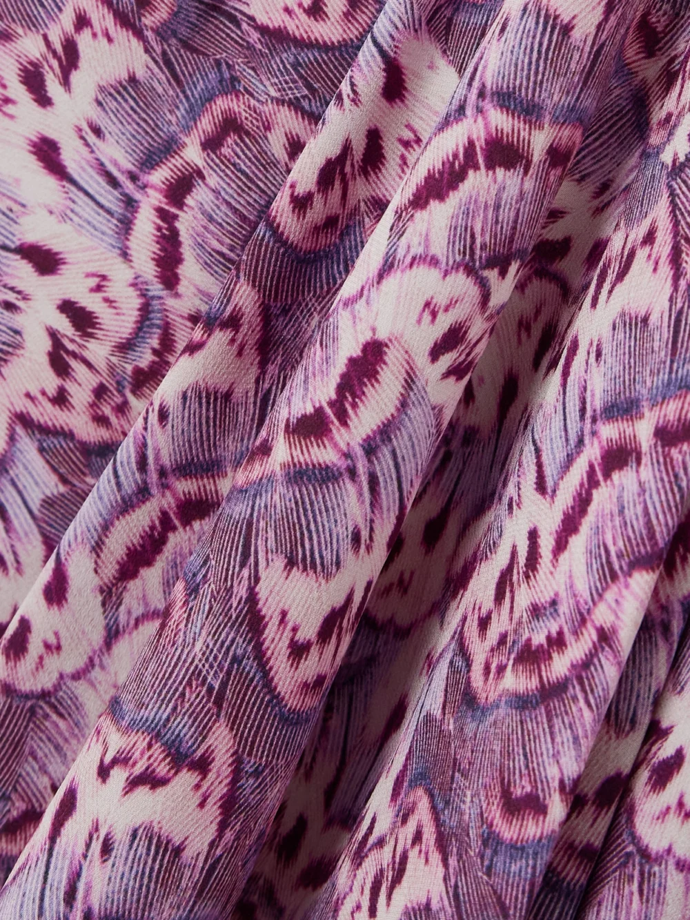 Close-up detail of the Isabel Marant Usmara Gathered Ruffled Printed Stretch-silk Mini Dress