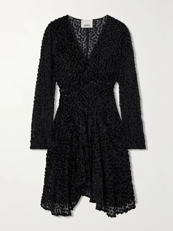 Isabel Marant Usmara Metallic Devoré-velvet Mini Dress