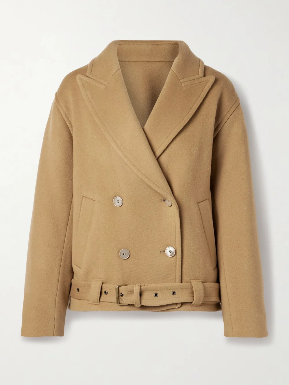 Isabel Marant Warna Double-breasted Belted Wool-blend Felt Coat in brown