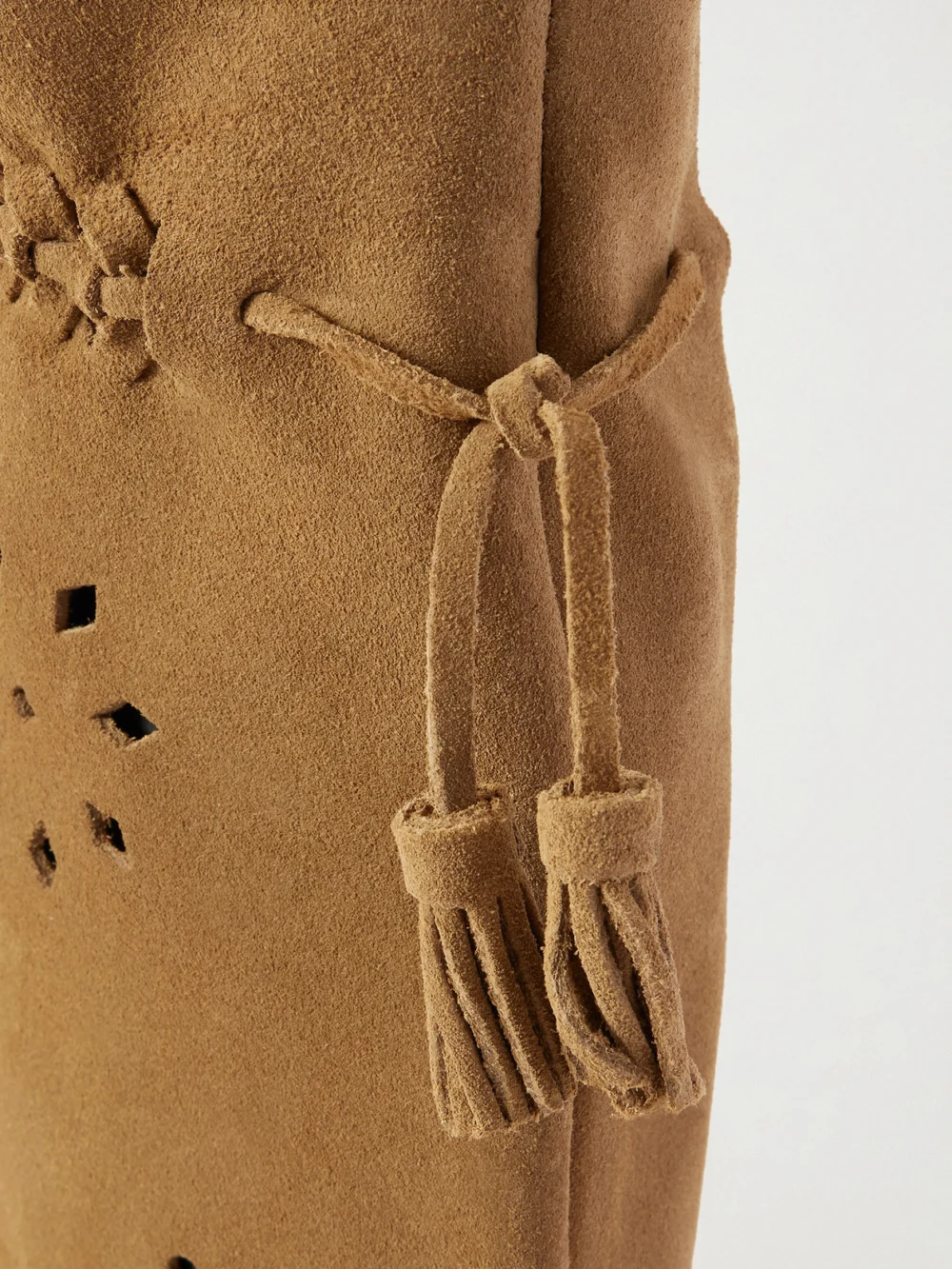 Close-up detail of the Isabel Marant Welky Laser-cut Suede Boots