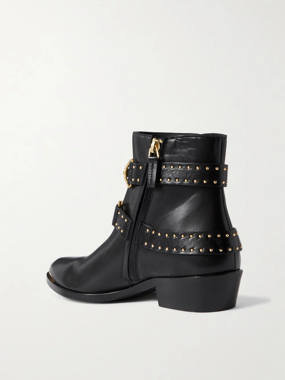 Back view of the Isabel Marant Zalya Buckled Studded Leather Ankle Boots