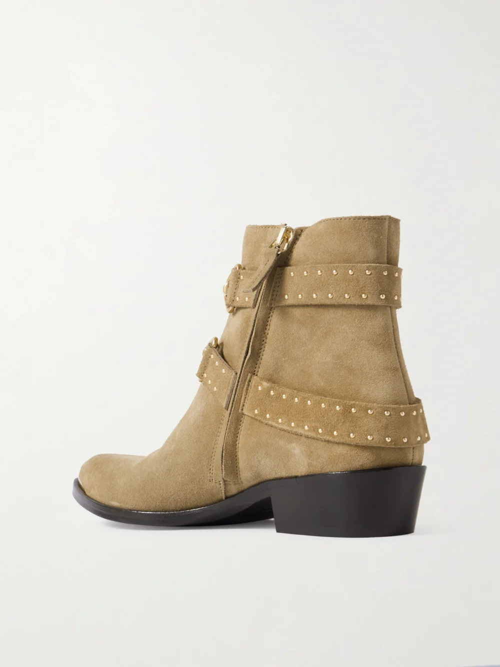 Back view of the Isabel Marant Zalya Buckled Studded Suede Ankle Boots