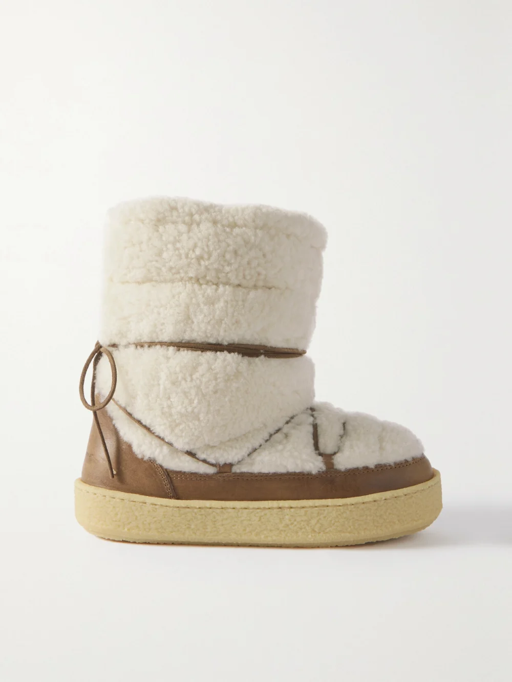 Isabel Marant Zimlee Shearling and Leather Ankle Boots in ecru