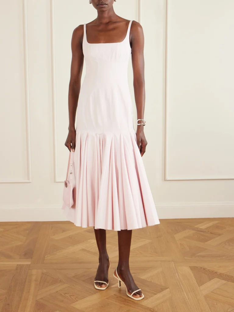 Jacquemus Agave Paneled Pleated Cotton-poplin Midi Dress