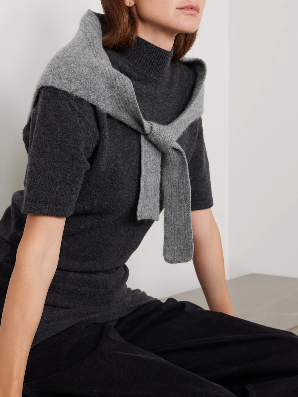 Jacquemus Appliquéd Brushed Knitted Scarf, styled view