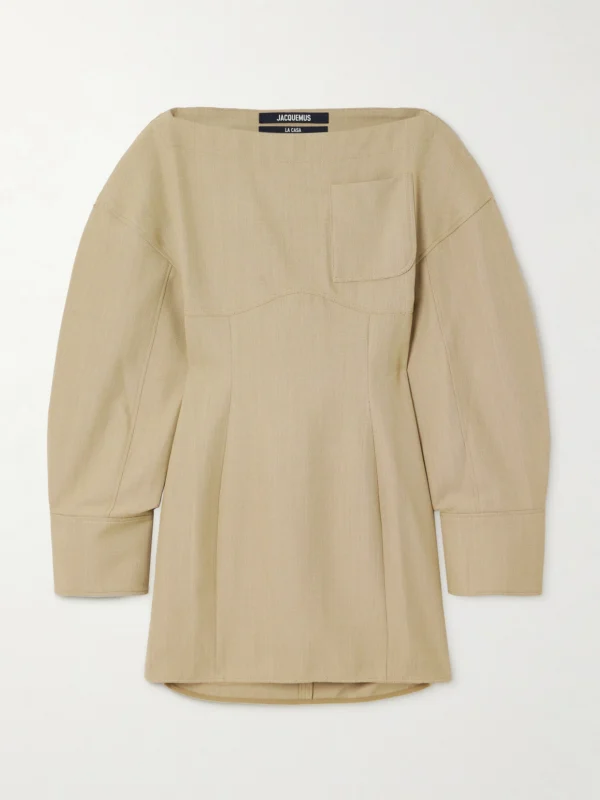 Jacquemus Casaco Belted Open-back Twill Mini Dress