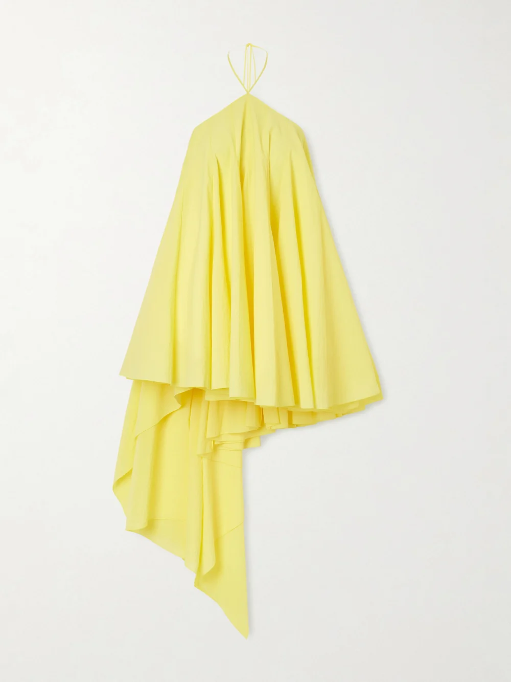 Jacquemus Courte Asymmetric Cotton-blend Crepon Halterneck Dress in yellow