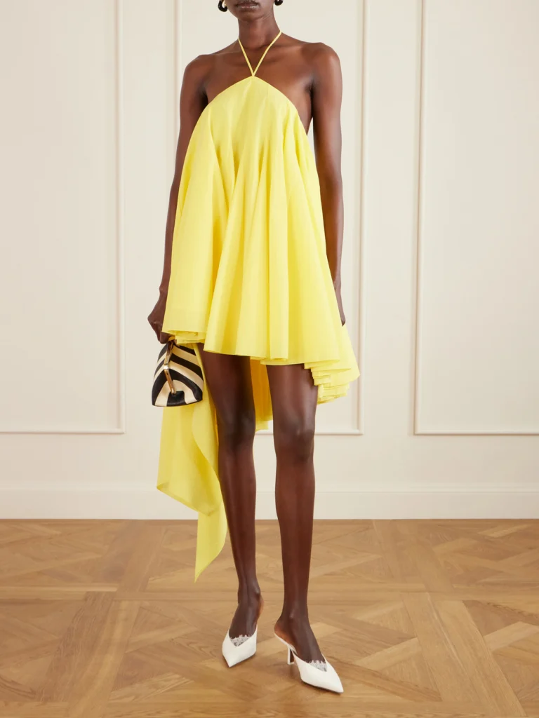 Jacquemus Courte Asymmetric Cotton-blend Crepon Halterneck Dress