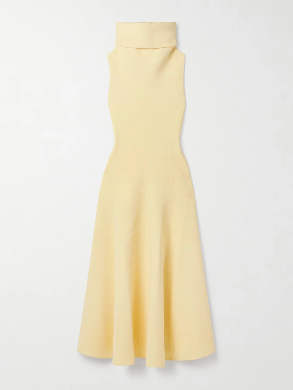 Jacquemus Draped Crepe Midi Dress in pastel yellow