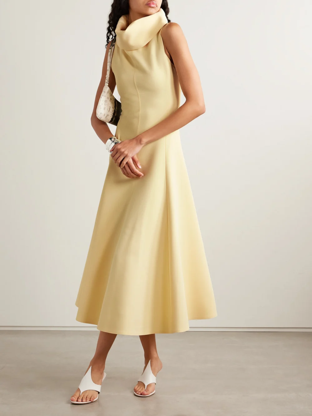 Jacquemus Draped Crepe Midi Dress, worn by a model
