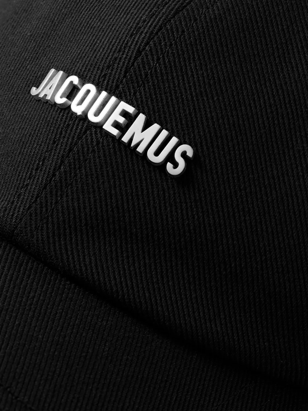 Close-up detail of the Jacquemus Embellished Cotton-twill Baseball Cap