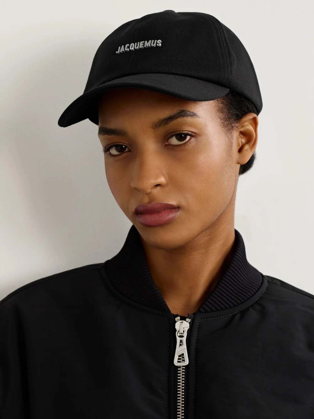 Jacquemus Embellished Cotton-twill Baseball Cap, styled view