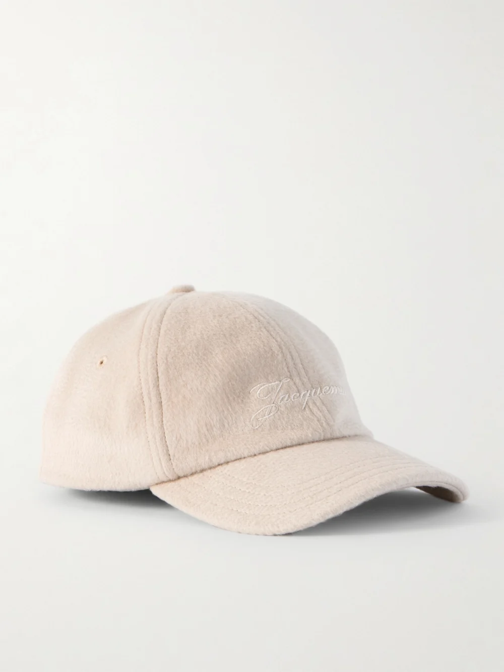 Jacquemus Embroidered Wool Baseball Cap in beige