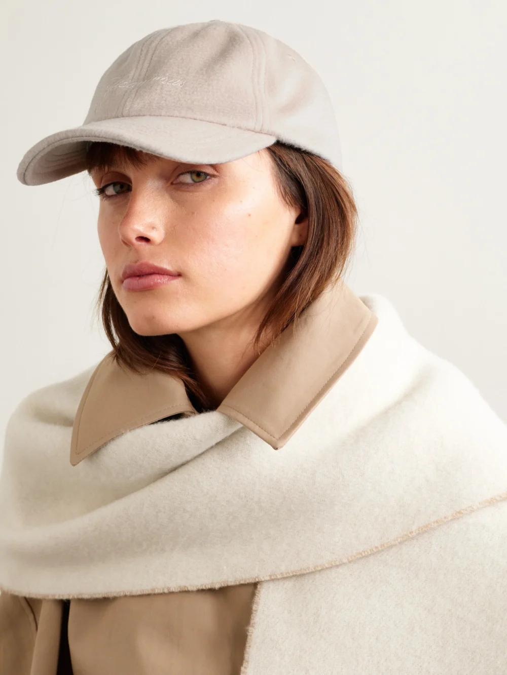 Jacquemus Embroidered Wool Baseball Cap, styled view