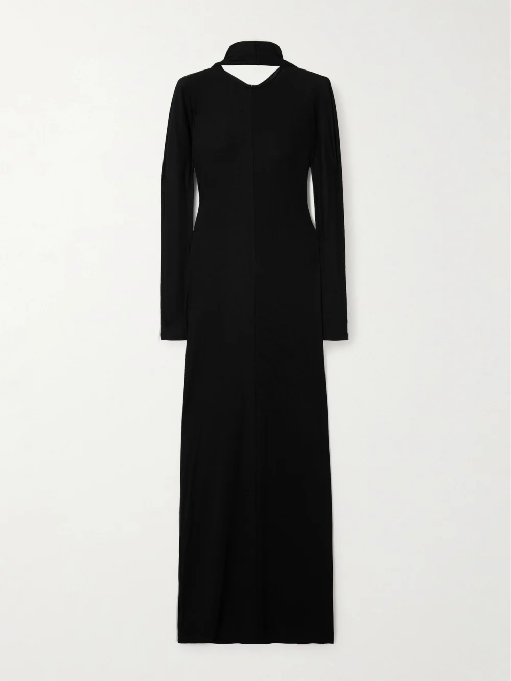 Jacquemus Joya Cape-effect Ribbed Jersey Maxi Dress in black