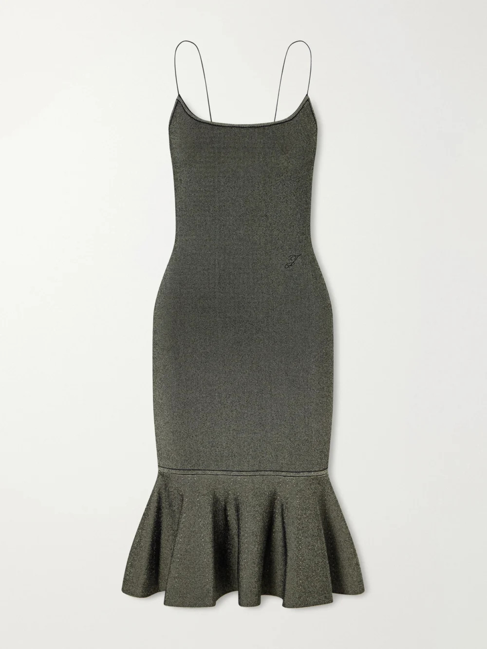 Jacquemus La Robe Maille Pina Knitted Midi Dress in gray