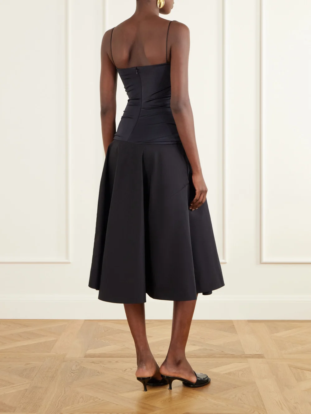 Back view of the Jacquemus La Robe Paradiso Satin Midi Dress