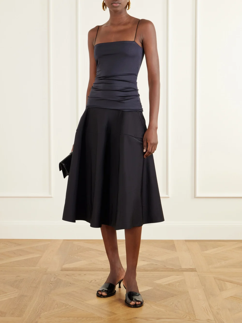 Jacquemus La Robe Paradiso Satin Midi Dress, worn by a model