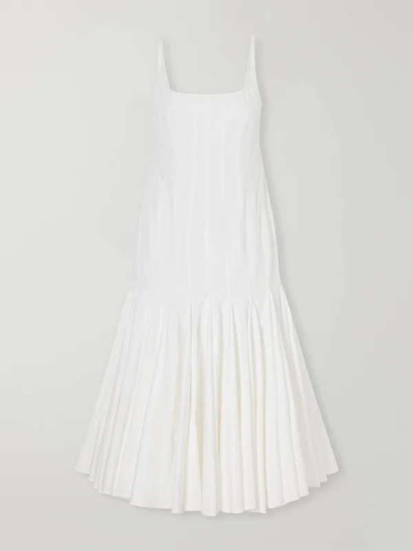 Jacquemus La Robe Pleated Cotton-poplin Midi Dress