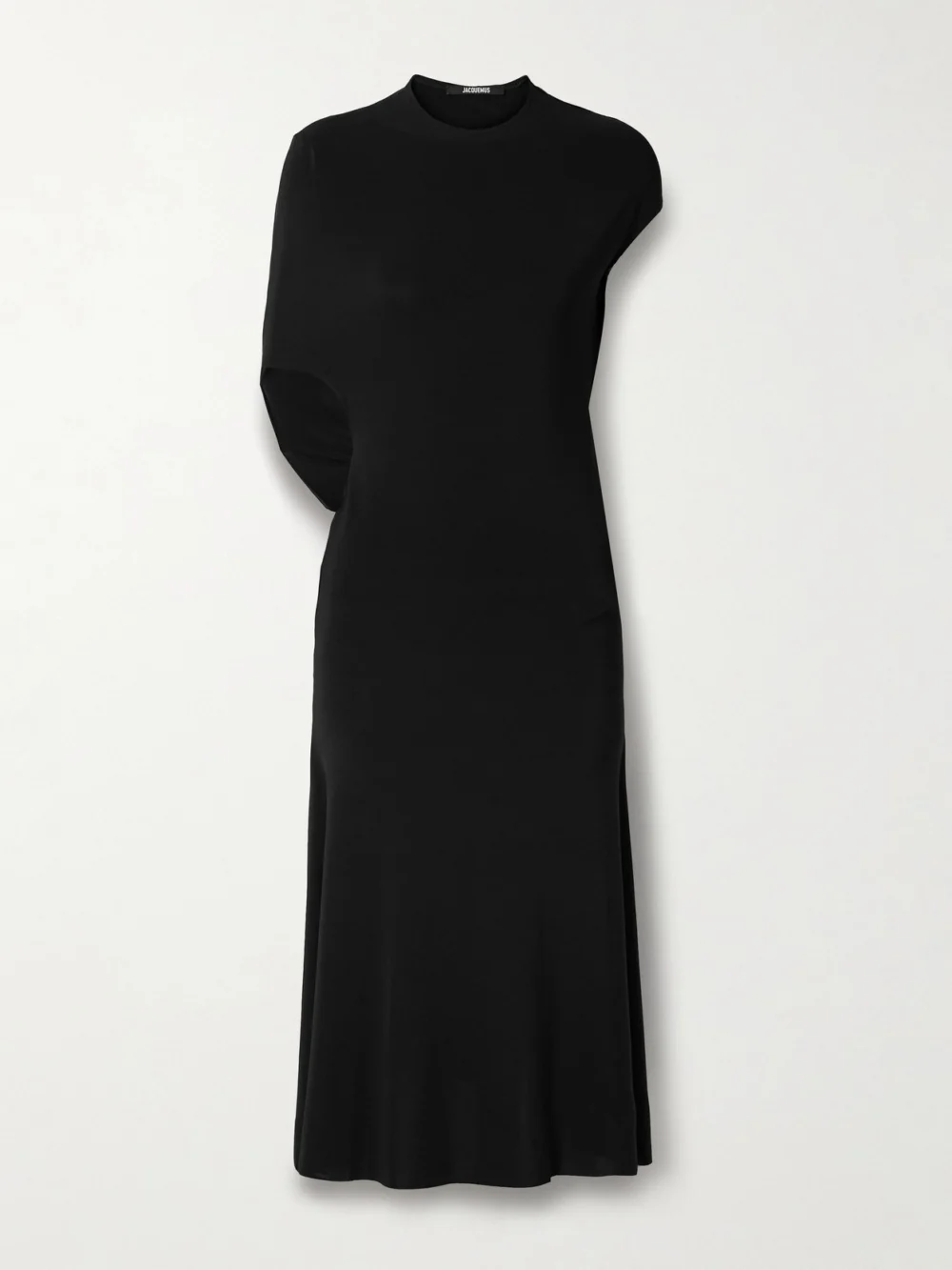 Jacquemus La Robe Salerno Asymmetric Open-back Stretch-jersey Midi Dress in black