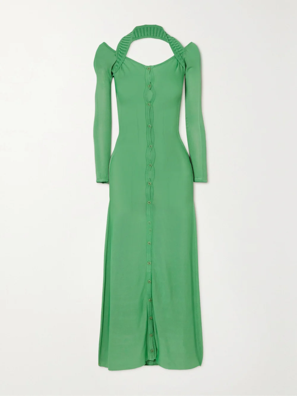 Jacquemus Lagoa Cold-shoulder Stretch-knit Maxi Dress in green