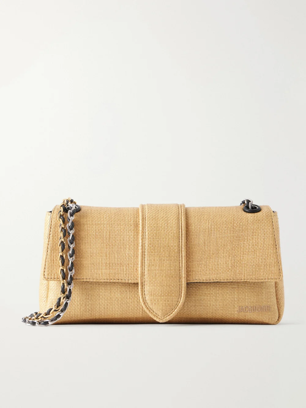 Jacquemus Le Bambino Chaîne Raffia-effect Shoulder Bag in neutral