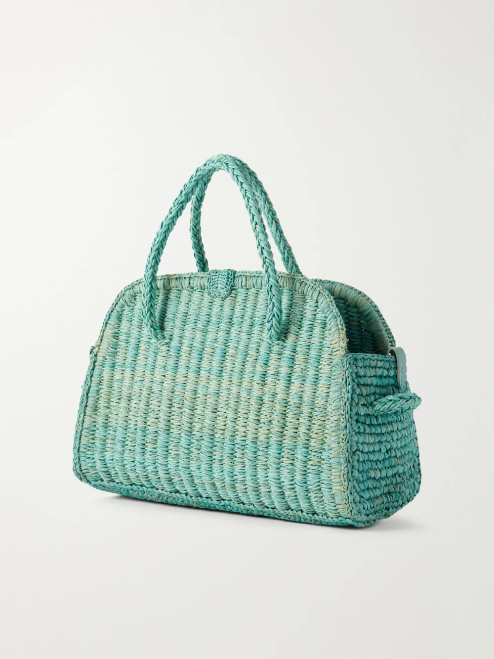 Back view of the Jacquemus Le Petit Turismo Leather-trimmed Raffia Tote Bag