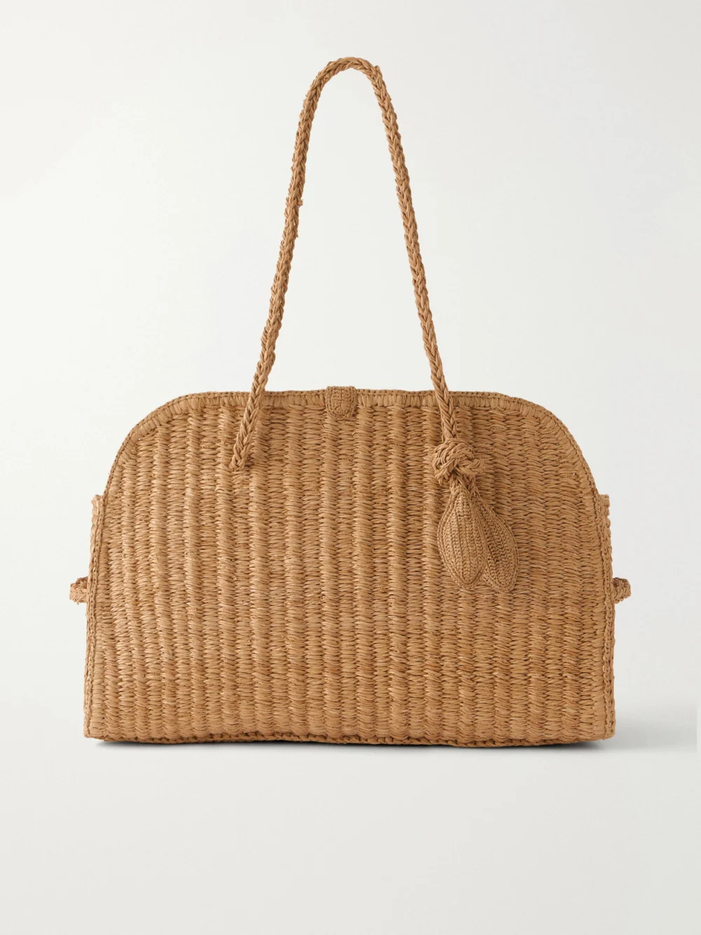 Jacquemus Le Turismo Leather-trimmed Raffia Shoulder Bag in beige