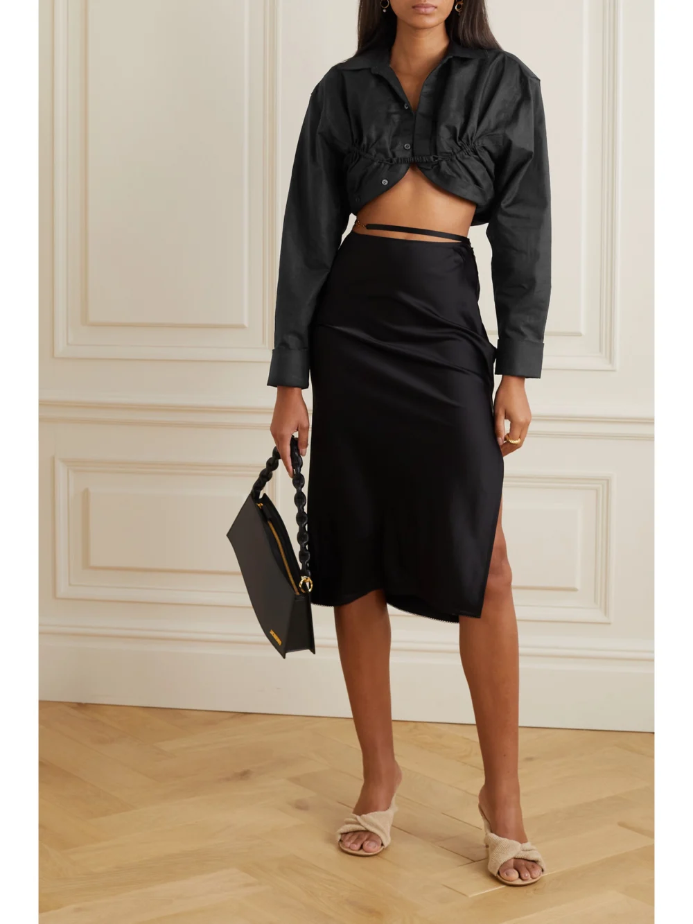 Jacquemus Machou Cropped Cotton and Linen-blend Canvas Shirt, worn by a model