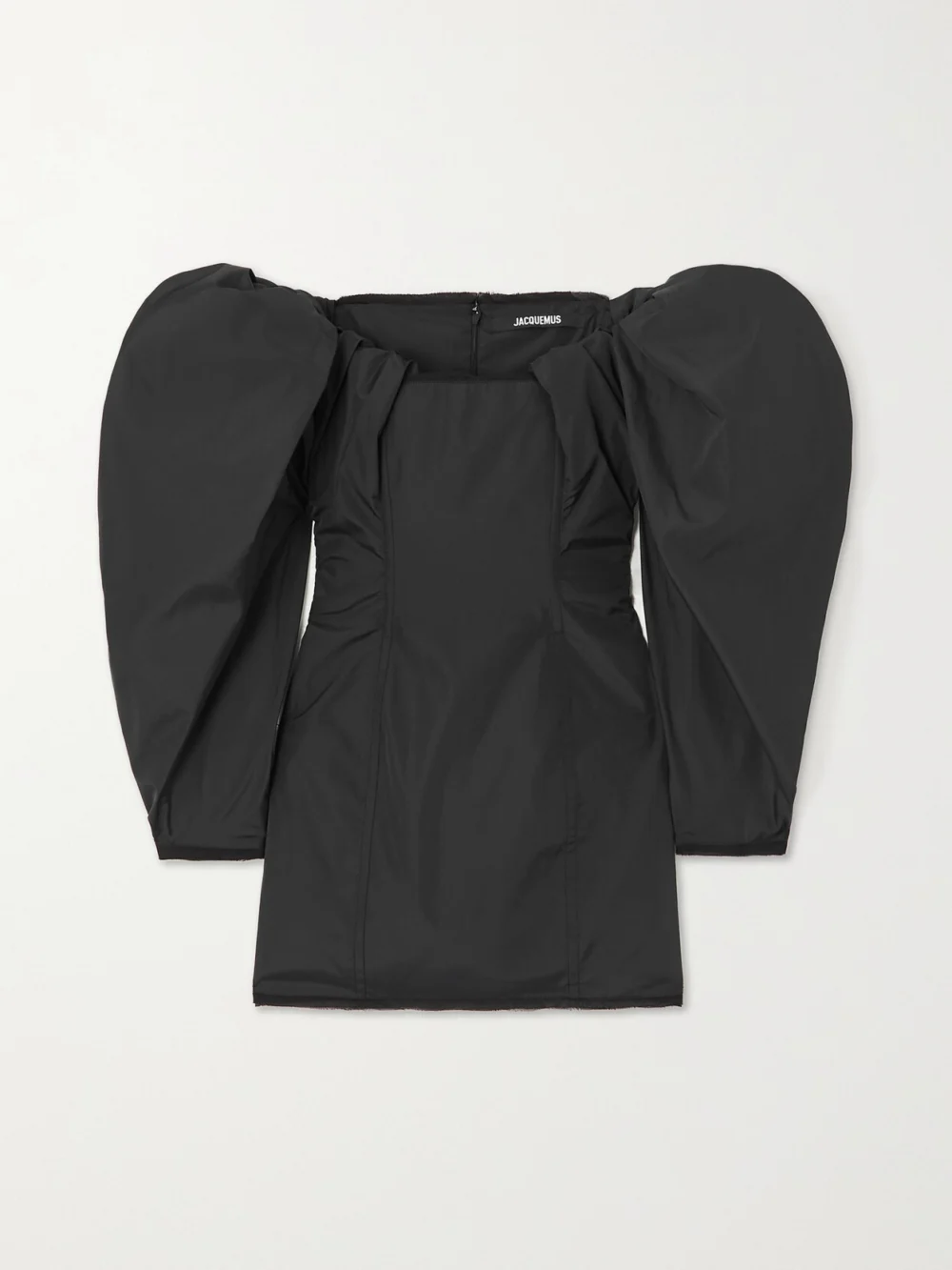 Jacquemus Off-the-shoulder Taffeta Mini Dress in black