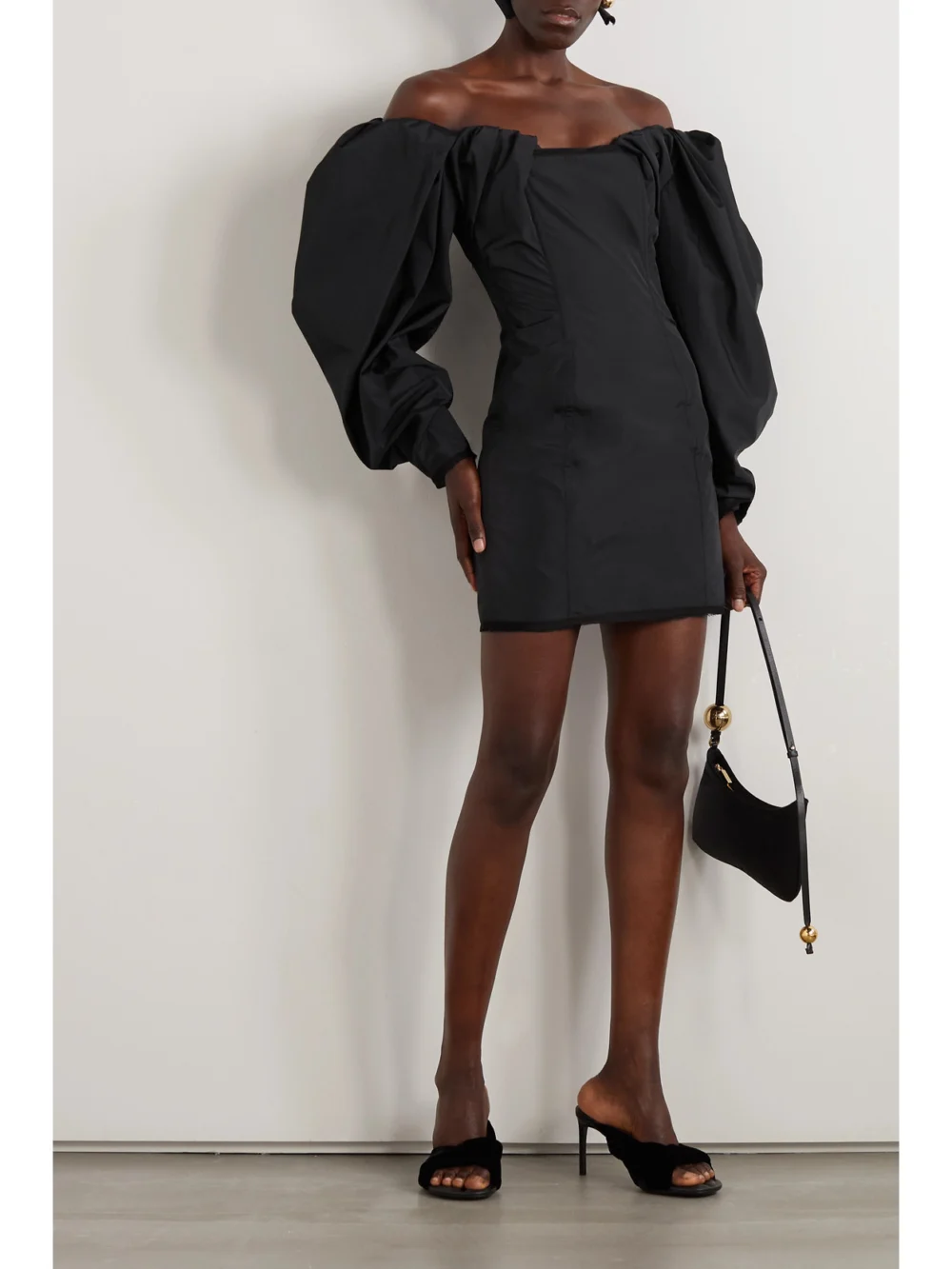 Jacquemus Off-the-shoulder Taffeta Mini Dress, worn by a model