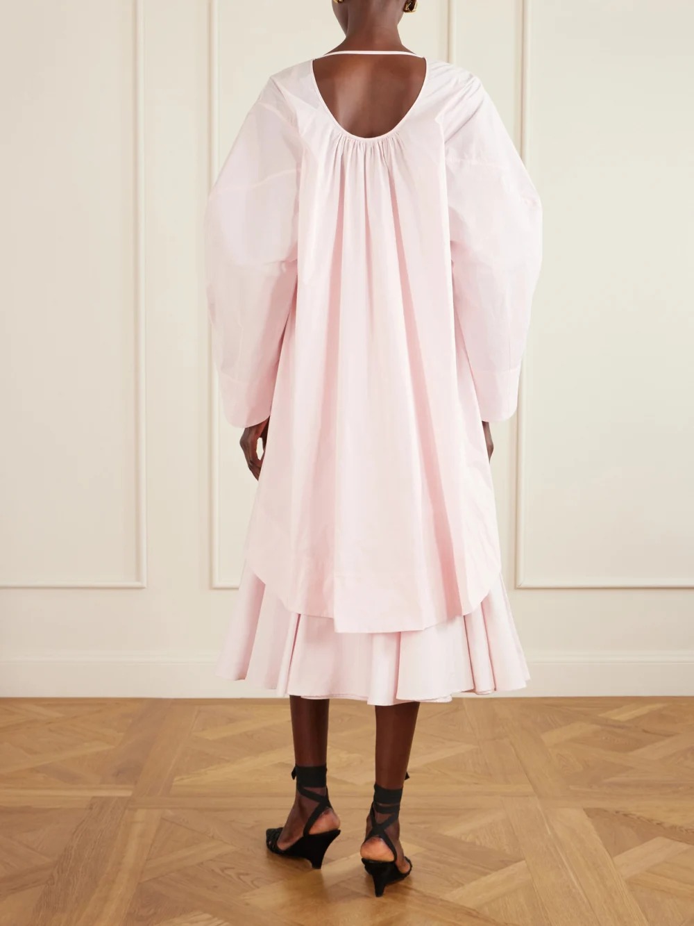 Back view of the Jacquemus Paysan Oversized Cotton-blend Mini Dress