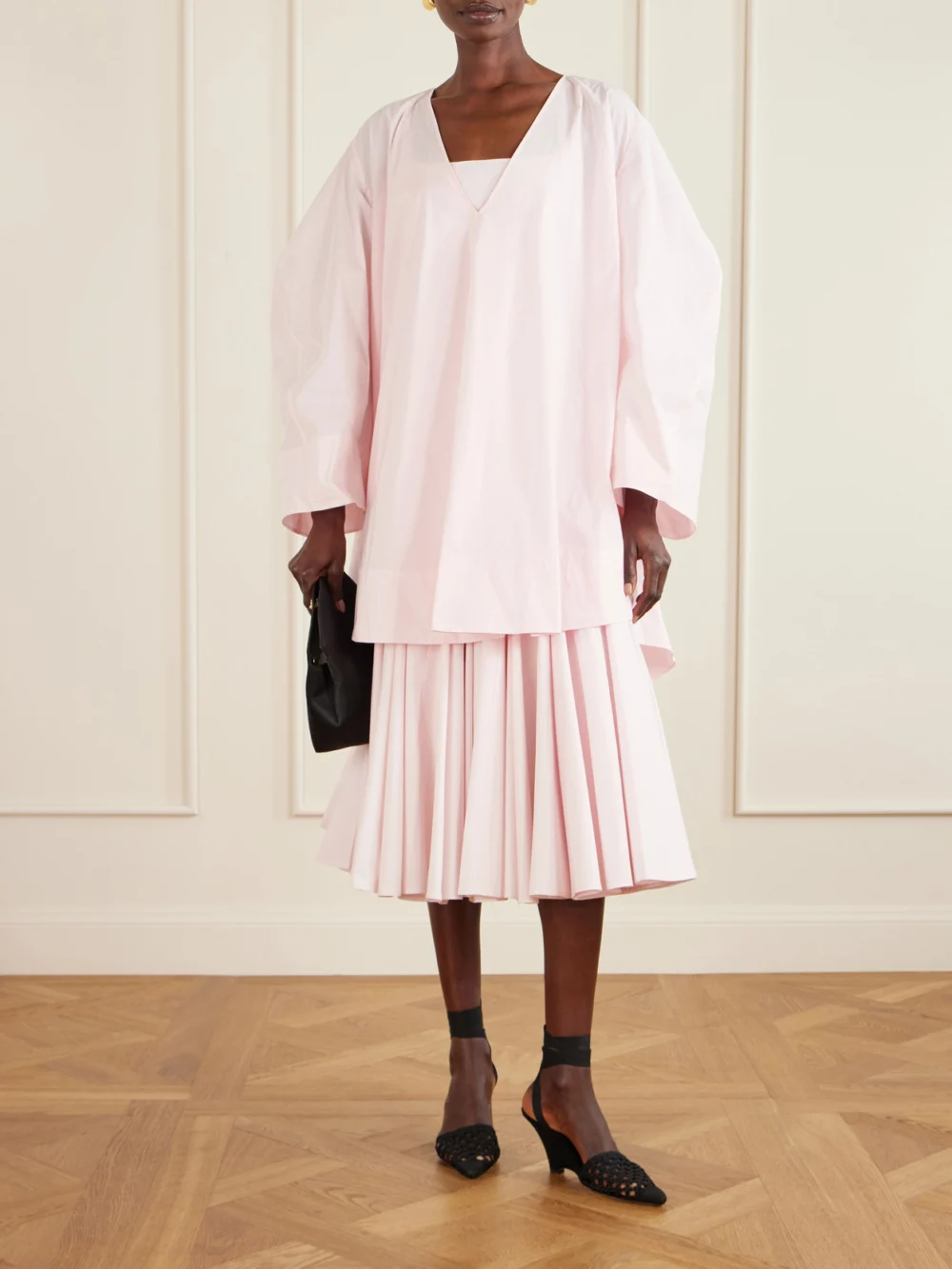 Jacquemus Paysan Oversized Cotton-blend Mini Dress, worn by a model