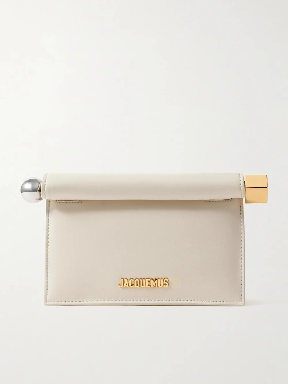 Jacquemus Pochette Small Embellished Leather Clutch in ivory