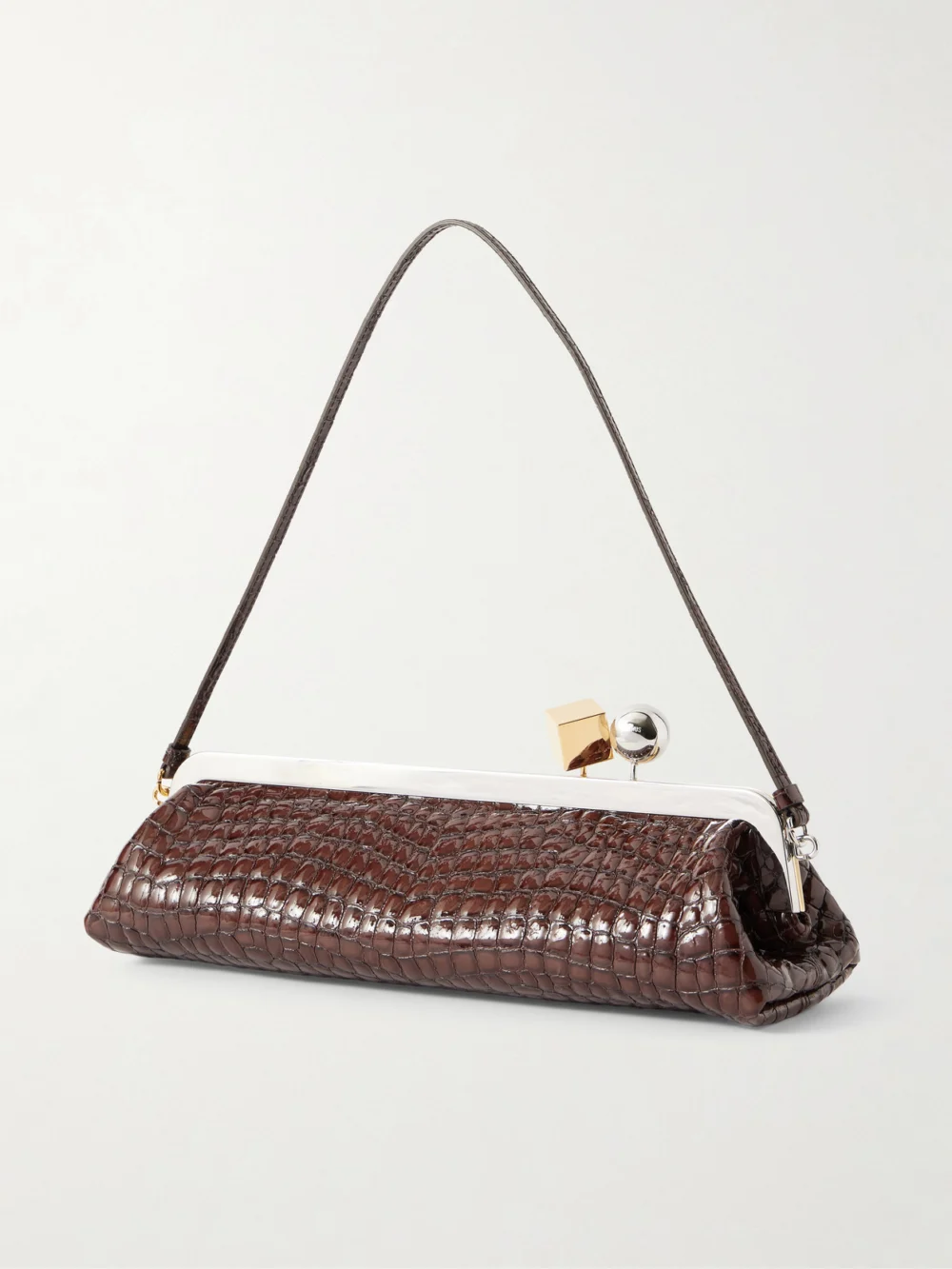Back view of the Jacquemus Salon Croc-effect Patent-leather Clutch