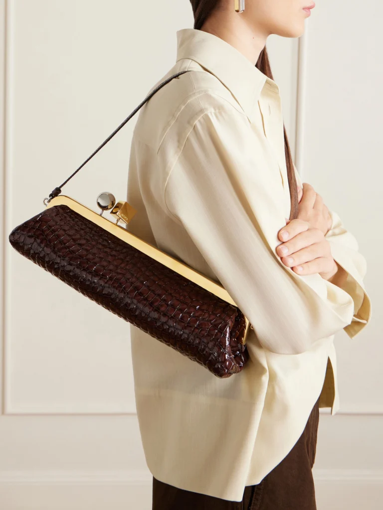Jacquemus Salon Croc-effect Patent-leather Clutch