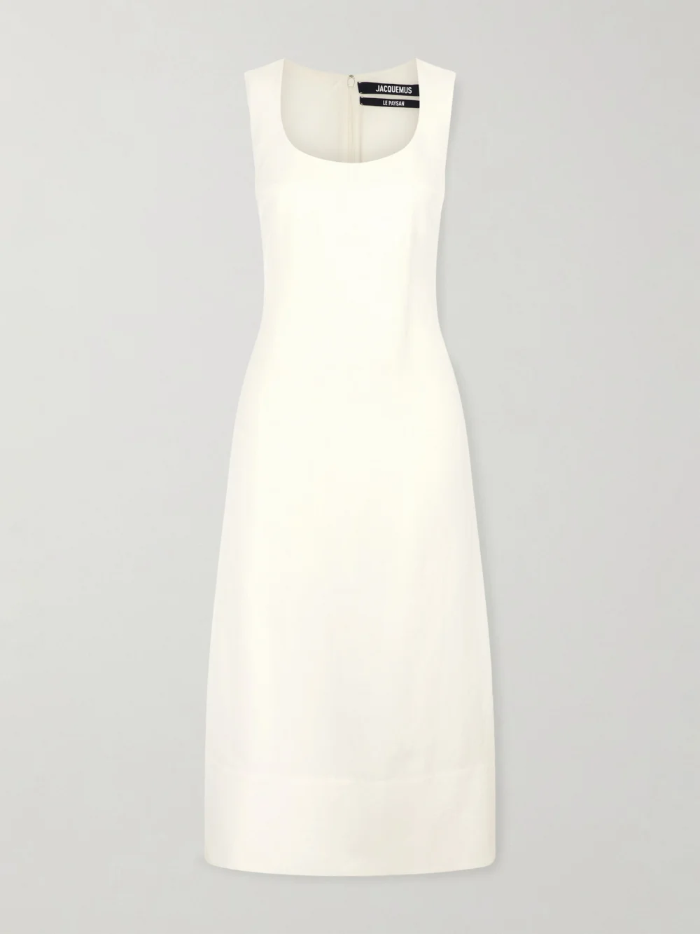 Jacquemus Tablier Linen-blend Midi Dress in off-white