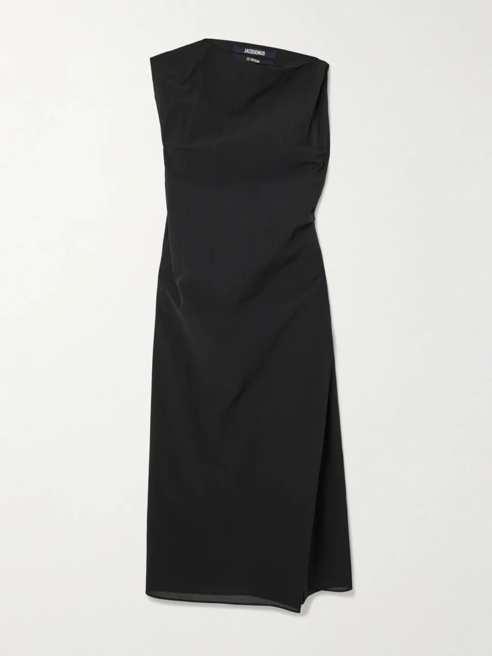 Jacquemus The Drapeado Draped Cotton-blend Gauze Midi Dress in black