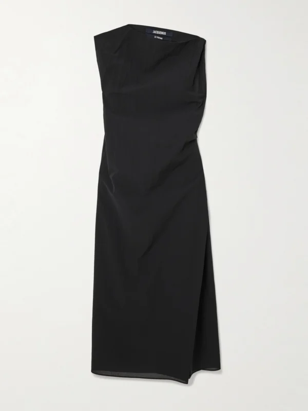 Jacquemus The Drapeado Draped Cotton-blend Gauze Midi Dress