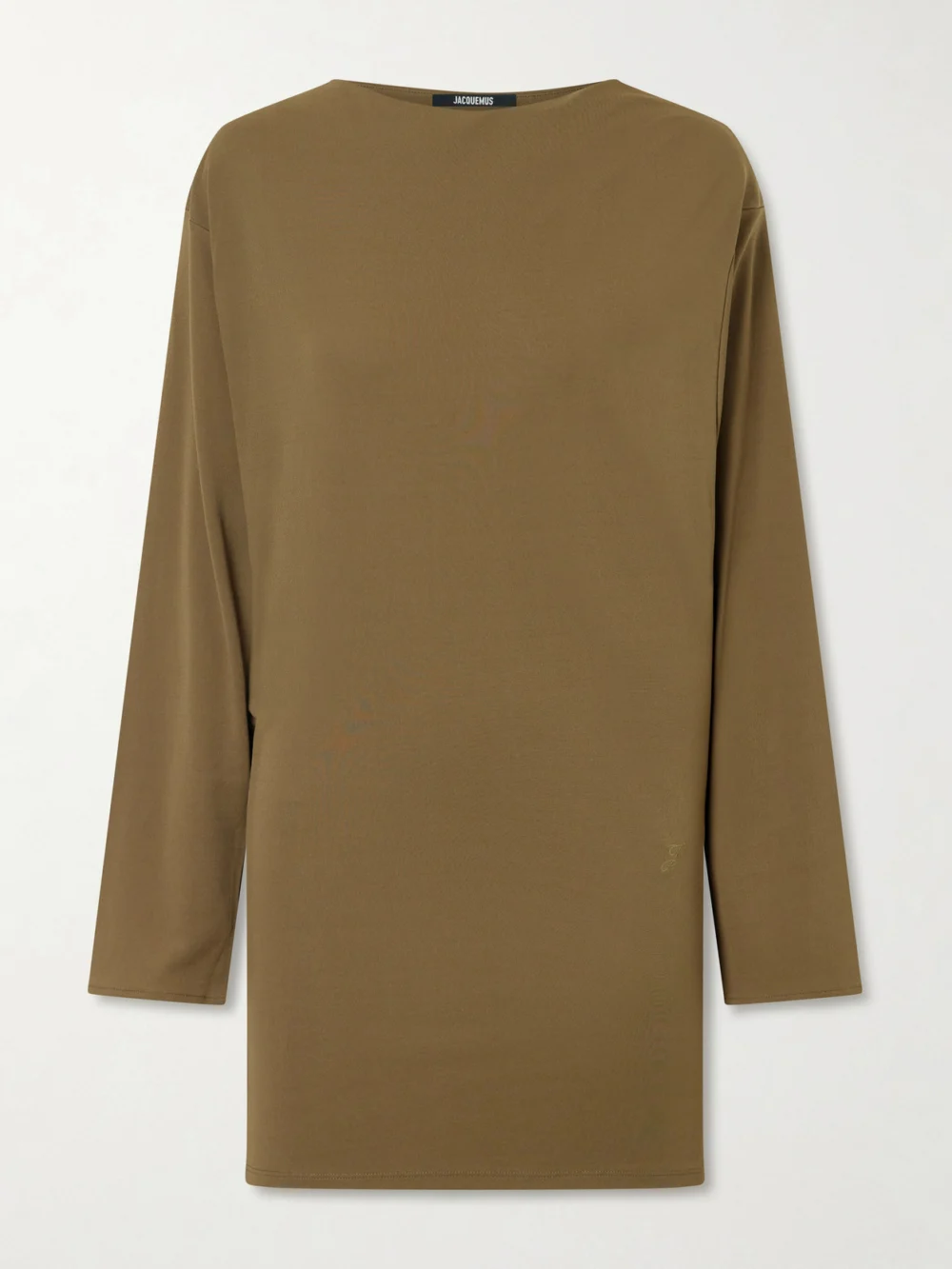 Jacquemus The Mistral Open-back Draped Jersey Mini Dress in army green