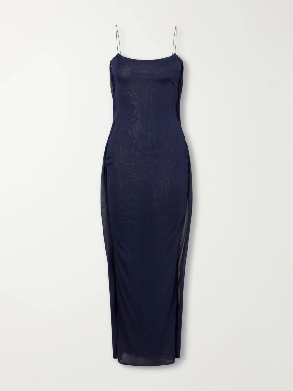 Jacquemus The Plumetis Knitted Maxi Dress in navy
