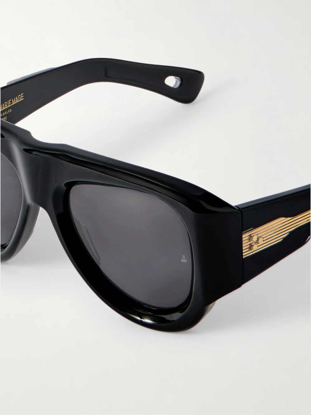 Close-up detail of the Jacques Marie Mage Barclay Aviator-style Acetate Sunglasses