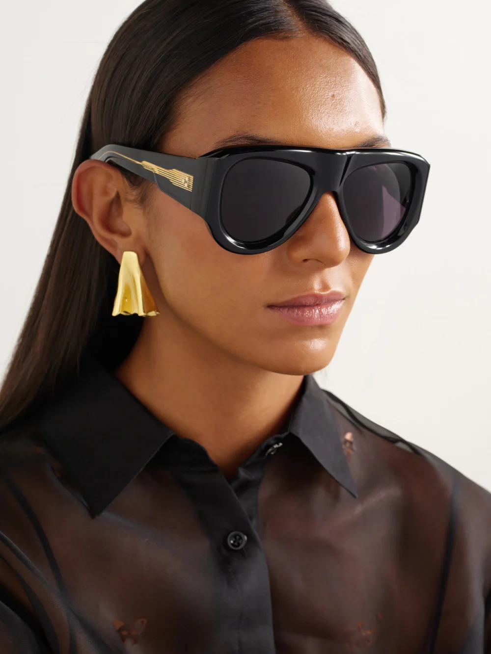 Jacques Marie Mage Barclay Aviator-style Acetate Sunglasses, styled view
