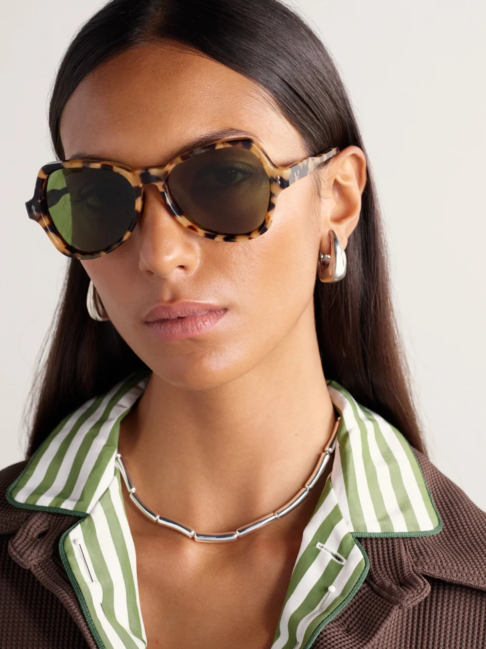 Jacques Marie Mage Candy D-frame Tortoiseshell Acetate Sunglasses, styled view