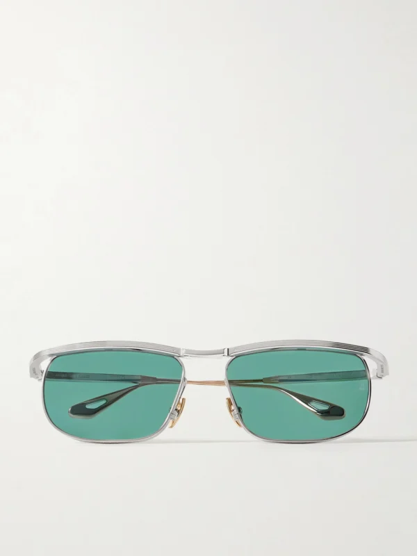 Jacques Marie Mage Melville D-frame Silver- and Gold-tone Metal Sunglasses