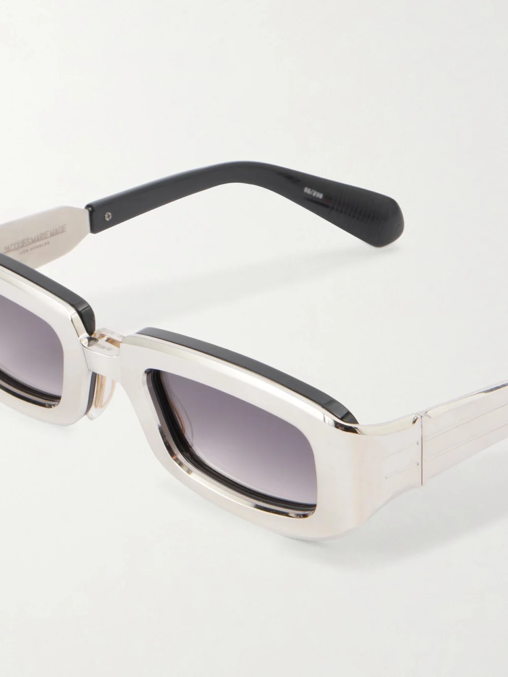 Close-up detail of the Jacques Marie Mage Ryder Rectangular-frame Titanium Sunglasses