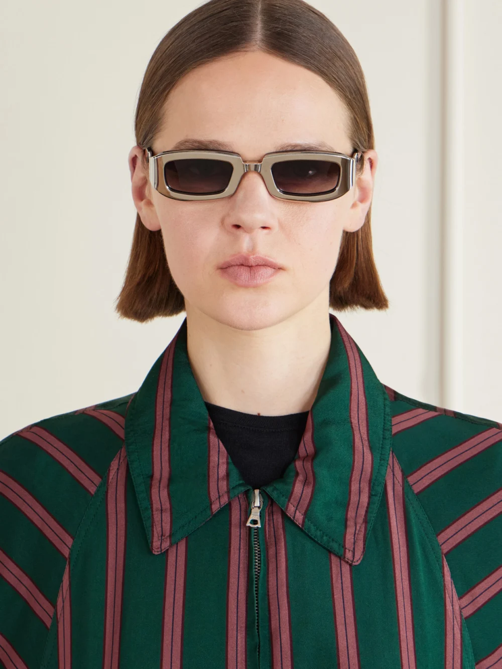 Jacques Marie Mage Ryder Rectangular-frame Titanium Sunglasses, styled view