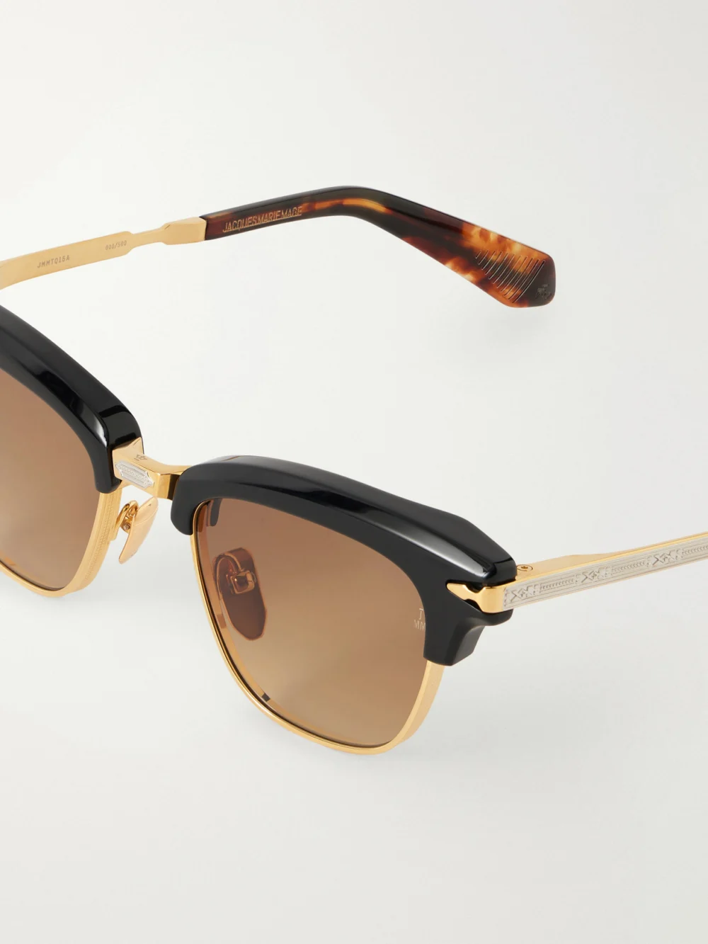 Close-up detail of the Jacques Marie Mage Sartre Round-frame Acetate and Metal Sunglasses